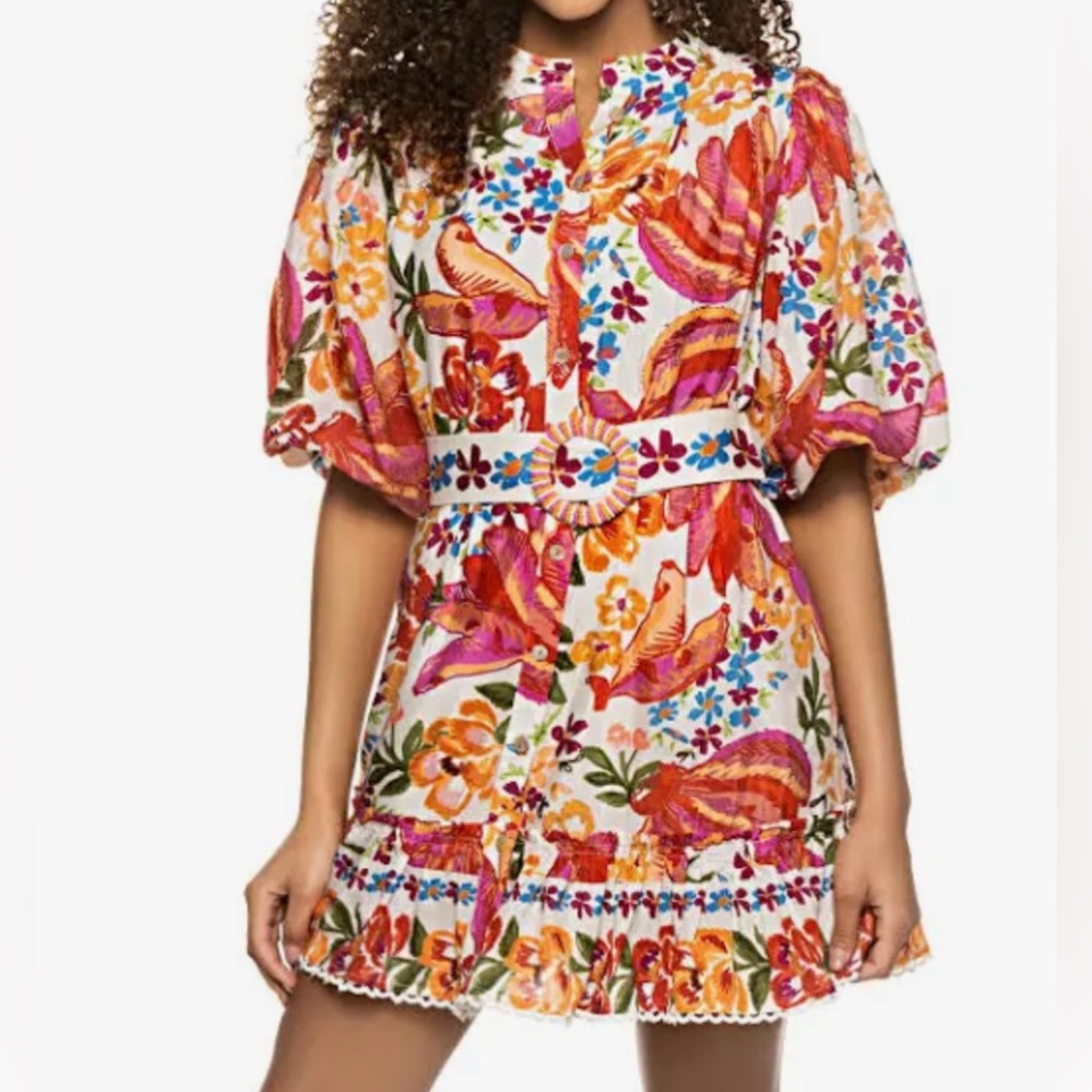 Farm Rio Belted Mini Dress - Size Large - New With Tags